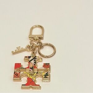 Tory Burch Gold & Floral Print 3D Bag Charm